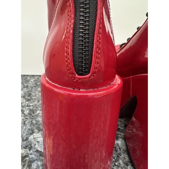 Demonia Camel 203 Red Patent Leather Platform Boots Women's Size 7 - Picture 6 of 15